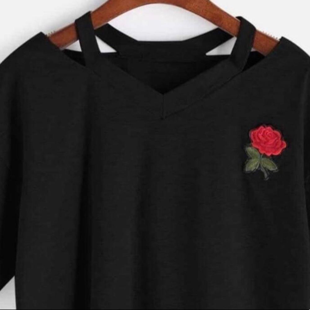 Brand New Shein Patches Rose Crop Top